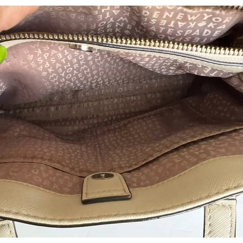 Kate Spade Saffiano Cream Leather Evangelie Laurel Way Satchel Crossbody Handbag